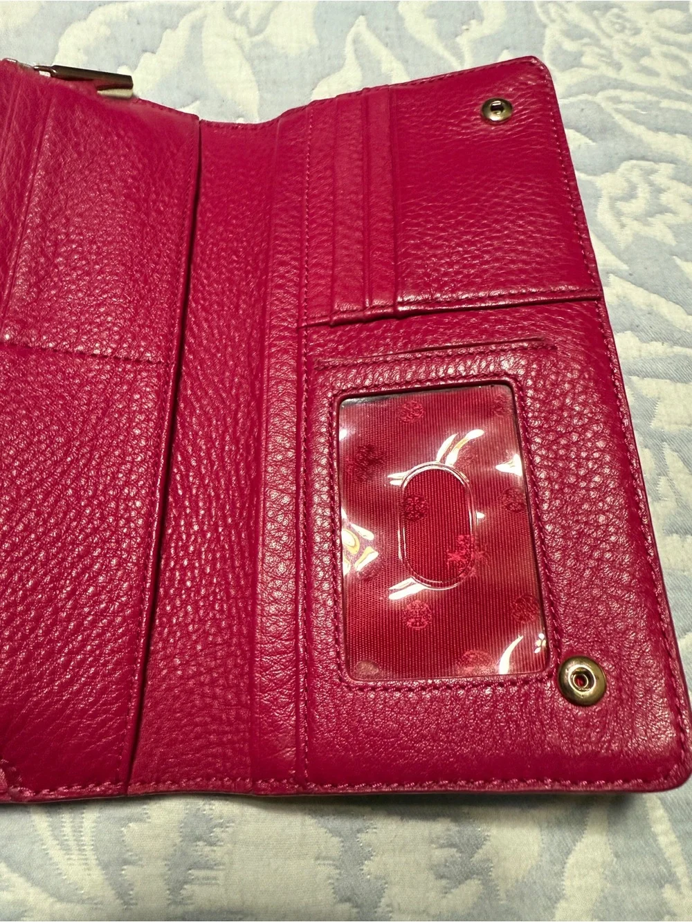 Tory Burch Hot Pink Pebbled Leather Continental Wallet